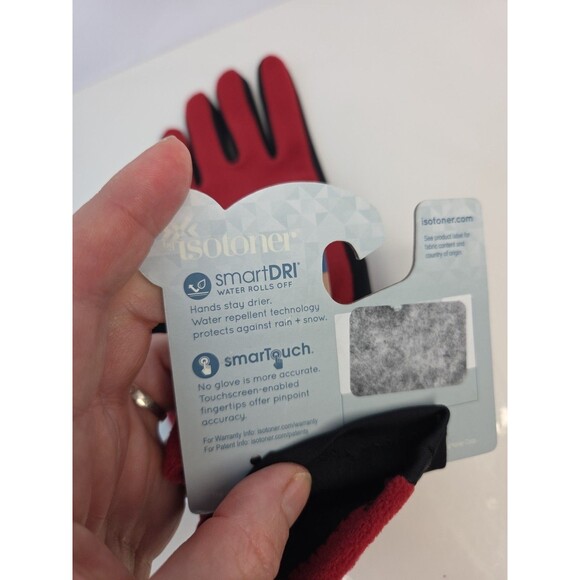 Brand new women's isotoner smart dry- touchscreen compatibility Red & Black 1 Sz - Picture 3 of 5